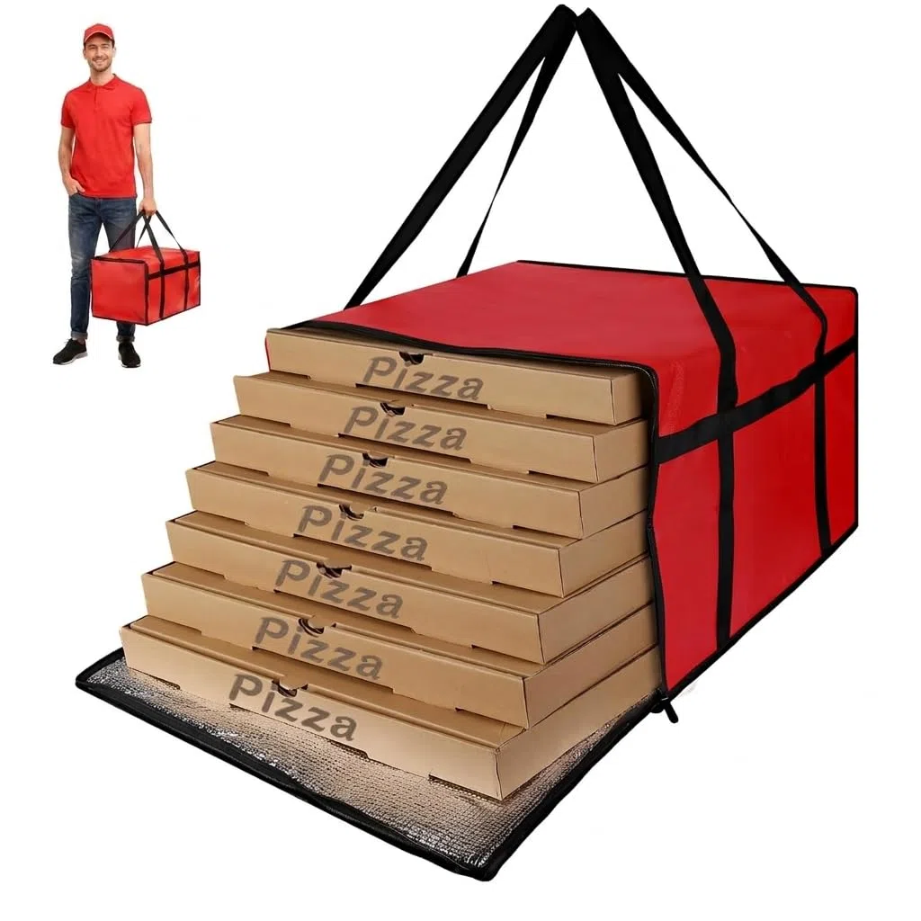 Bolsa Térmica Pizza 85L Bolsa Nevera Isotermica Grande Mochila Termica Porta Alimentos Aislado y Impermeable Transportar Congelados Mochila Repartidor Porta de Comida Plegable para Playa Picnic