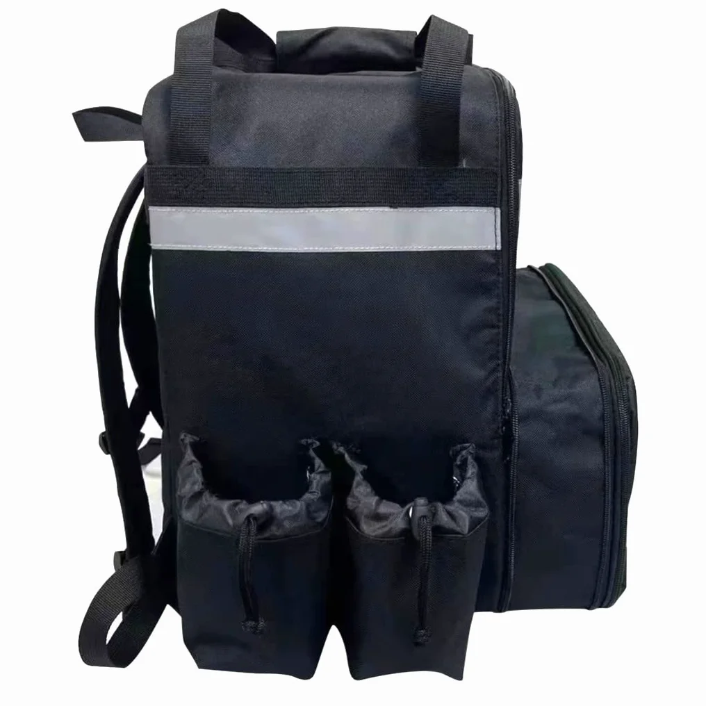 Mochila Expandible para Entrega de Alimentos con 4 Portavasos, Bolsa Aislada para Pizza, Rayas Reflectantes para Bicicleta, Uber Eats, Negro, Moderno