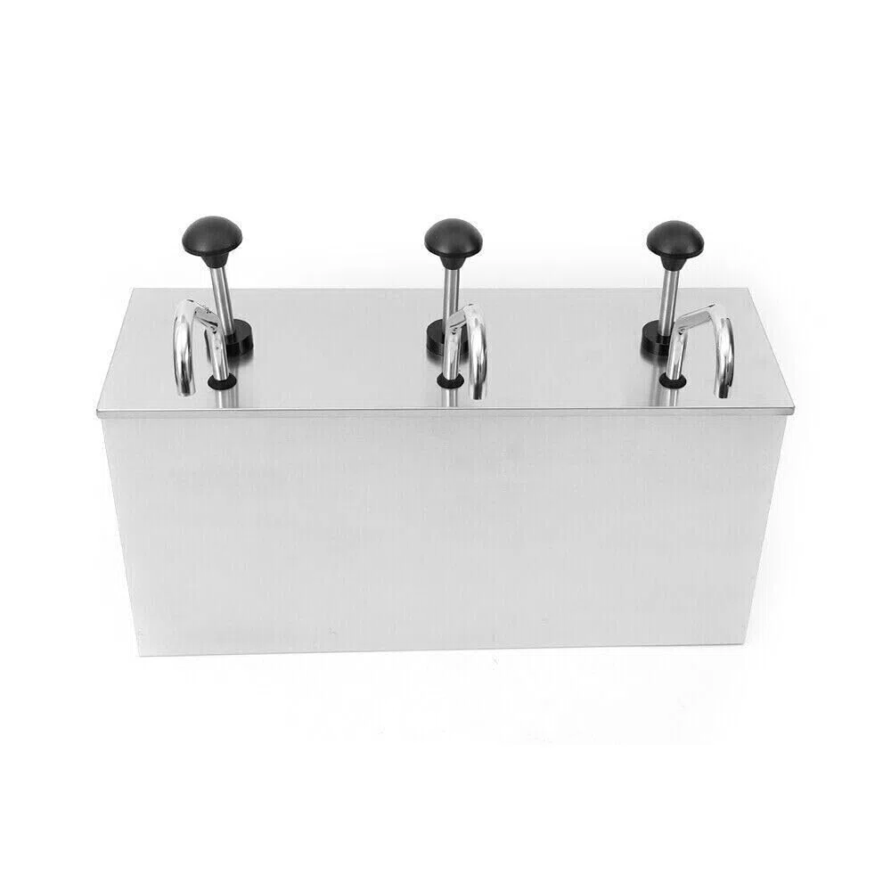 Juego de 3 dispensadores de salsa de acero inoxidable para mostaza, ketchup, salsa de barbacoa, capacidad de 4 litros, ideal para fiestas y eventos