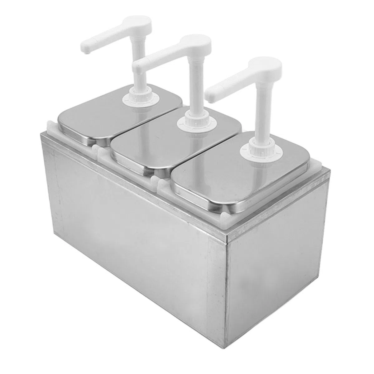 Bomba Dispensadora de Salsa de Acero Inoxidable y Plástico - Estación Bombeo Condimentos 35 Ml para Uso en Cocina (Bomba Triple 2 litros.)