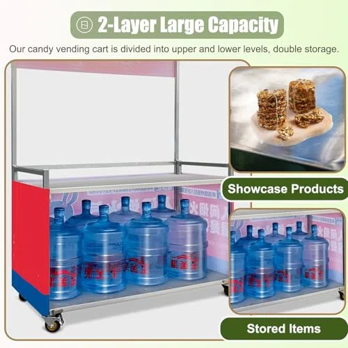 Carro de venta plegable, portátil y ligero para helados, perros calientes, dulces, postres y juguetes, ideal para mercados y eventos de agricultores