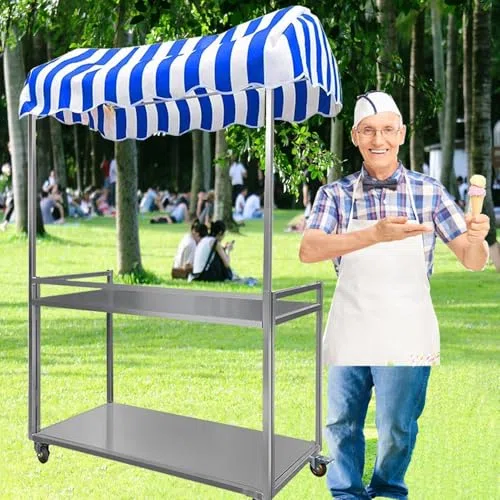 Carro de venta plegable, portátil y ligero para helados, perros calientes, dulces, postres y juguetes, ideal para mercados y eventos de agricultores