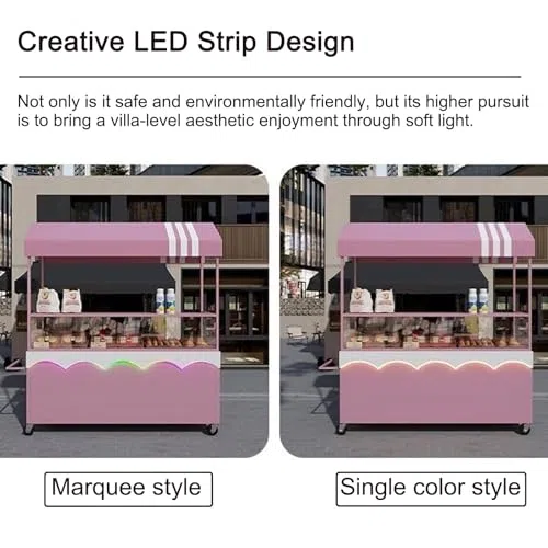 Carrito plegable para perros calientes con paraguas – Carrito móvil para vender pasteles, frutas, flores y artículos de segunda mano – ideal para mercados y eventos