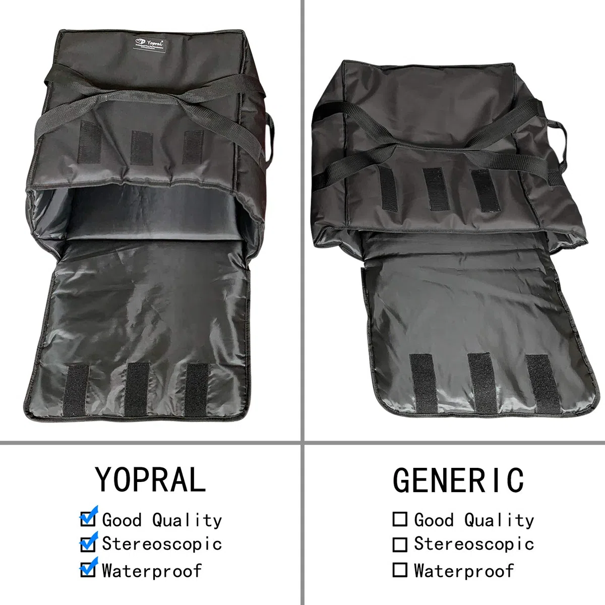 YopralPizzaBags Pizza - Bolsa para pizza (aislamiento de humedad, 38 x 38 x 17,8 cm, para pizzas de 3 a 12 o 3 – 14 pulgadas, para restaurantes y pizzerías), color negro