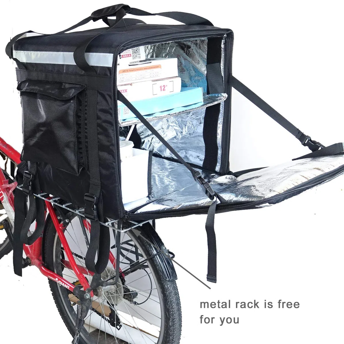 PK-140Z: Mochila de gran aislamiento de calor para entrega de alimentos 20 x 20 x 20, bolsas de entrega de pizza grande, 2 capas, marco rígido, carga lateral