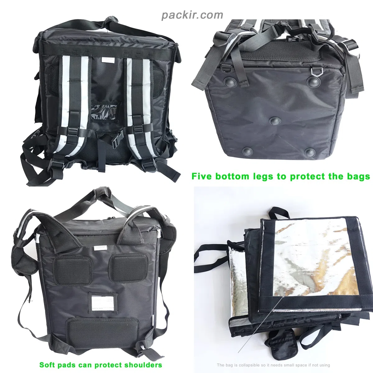 Mochila Delivery，Bolsa para Llevar Pizzas Caja de Entrega de Alimentos para Uso Pesado Grande rígido para Motocicletas, Bolsa de Entrega de Catering, Carga Superior, 18" L X 18 "W X 18" H