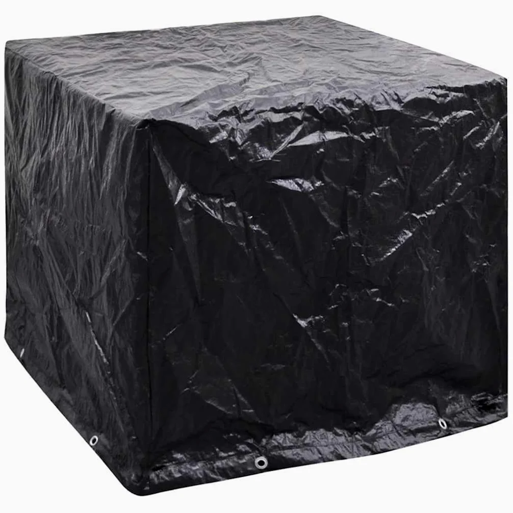 Cubierta para depósito IBC 1000 L polietileno 116 x 100 x 120 cm con 8 ojales de aluminio y cuerda de fijación resistente a la intemperie, resistente a los rayos UV, resistente a la rotura