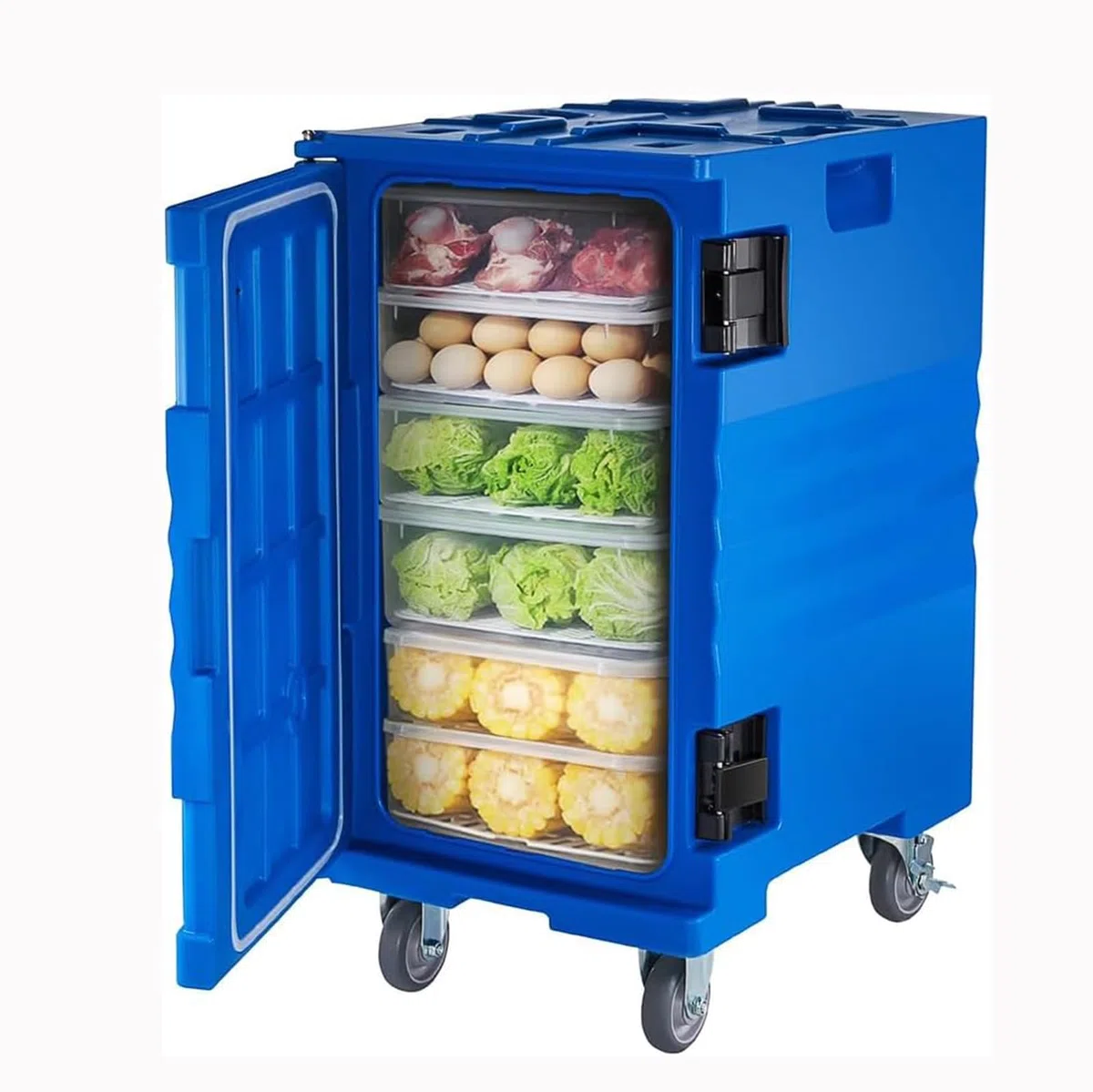 Catering - Transportador de alimentos de 82 cuartos con ruedas giratorias, aislado para 6 sartenes de tamaño completo, portátil para eventos, reuniones y servicio de restaurante