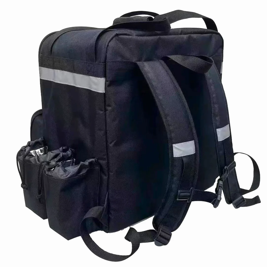Mochila Expandible para Entrega de Alimentos con 4 Portavasos, Bolsa Aislada para Pizza, Rayas Reflectantes para Bicicleta, Uber Eats, Negro, Moderno