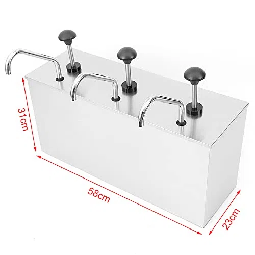 Dispensador de salsa – 3 bombas de acero inoxidable de 4 litros para salsa de tomate, mostaza y salsa, ideal para ollas calientes y condimentos