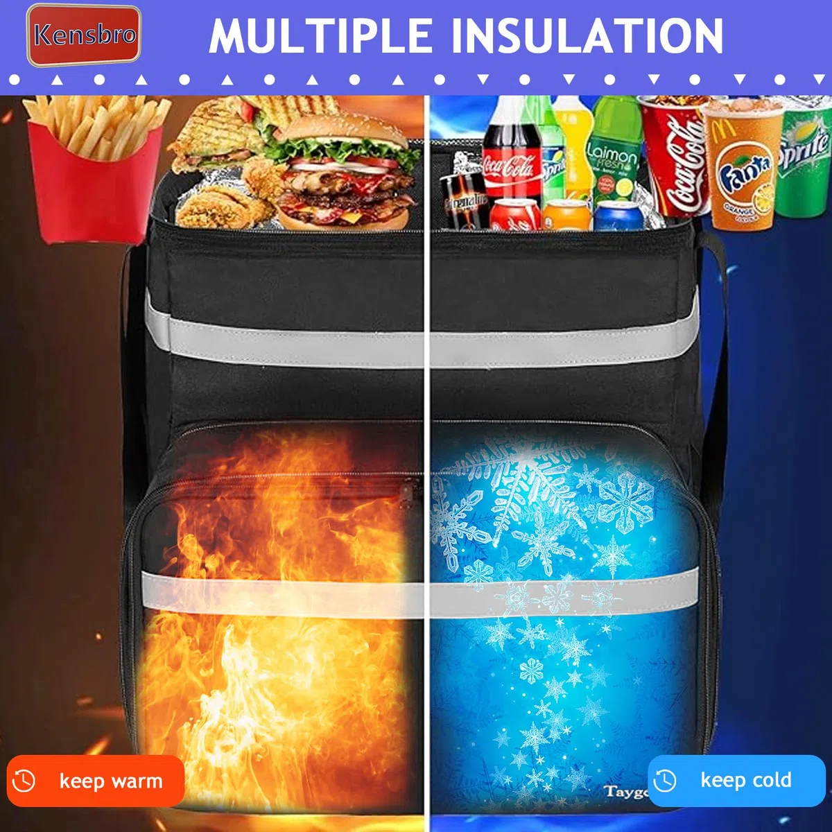 Mochila para entrega de alimentos, resistente al agua, aislada, gran bolsa de refrigeración, mochila para pizza para excursiones, camping, senderismo, playa, viajes al aire libre, barbacoa, senderismo