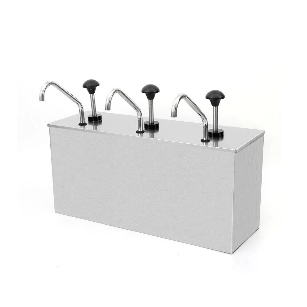 Juego de 3 dispensadores de salsa de acero inoxidable para mostaza, ketchup, salsa de barbacoa, capacidad de 4 litros, ideal para fiestas y eventos