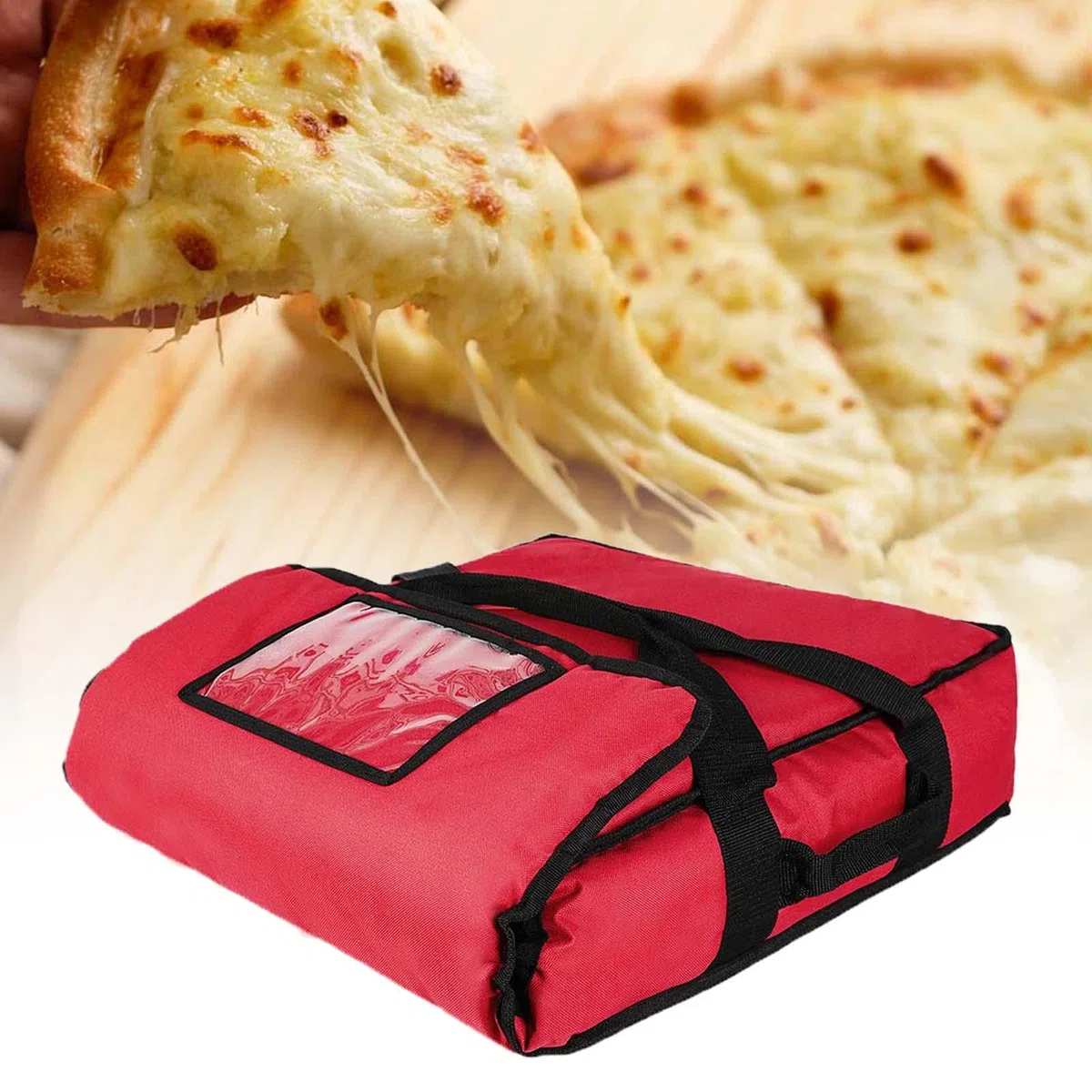MagiDeal Pizza Develivey Bag Bolsas calentadoras de Pizza Bolsas calentadoras de Pizza Reutilizables Ligeras Estuche de Transporte Bolsas calentadoras de, Rojo 50x50x25cm