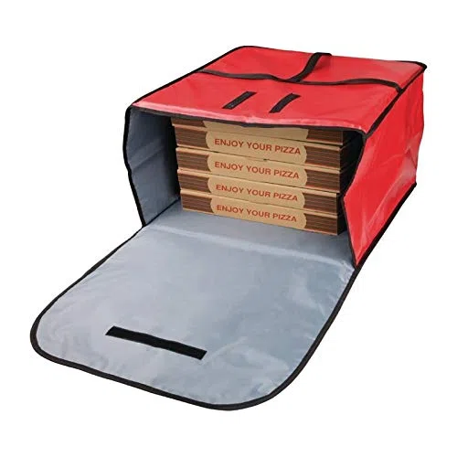 Chiner - Bolsa Transporte Pizza Grande | Mantiene Calor y Evacua Humedad | Ideal para Pizzerías y Comida para Llevar | Poliéster, Rojo, 510x510x305 mm
