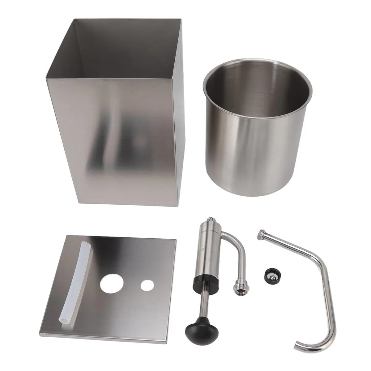 Dispensador de condimentos, bomba de salsa de acero inoxidable con tanque de almacenamiento extraíble, rebote rápido y a prueba de goteo, diseño duradero para salsa de tomate y aderezo de ensalada