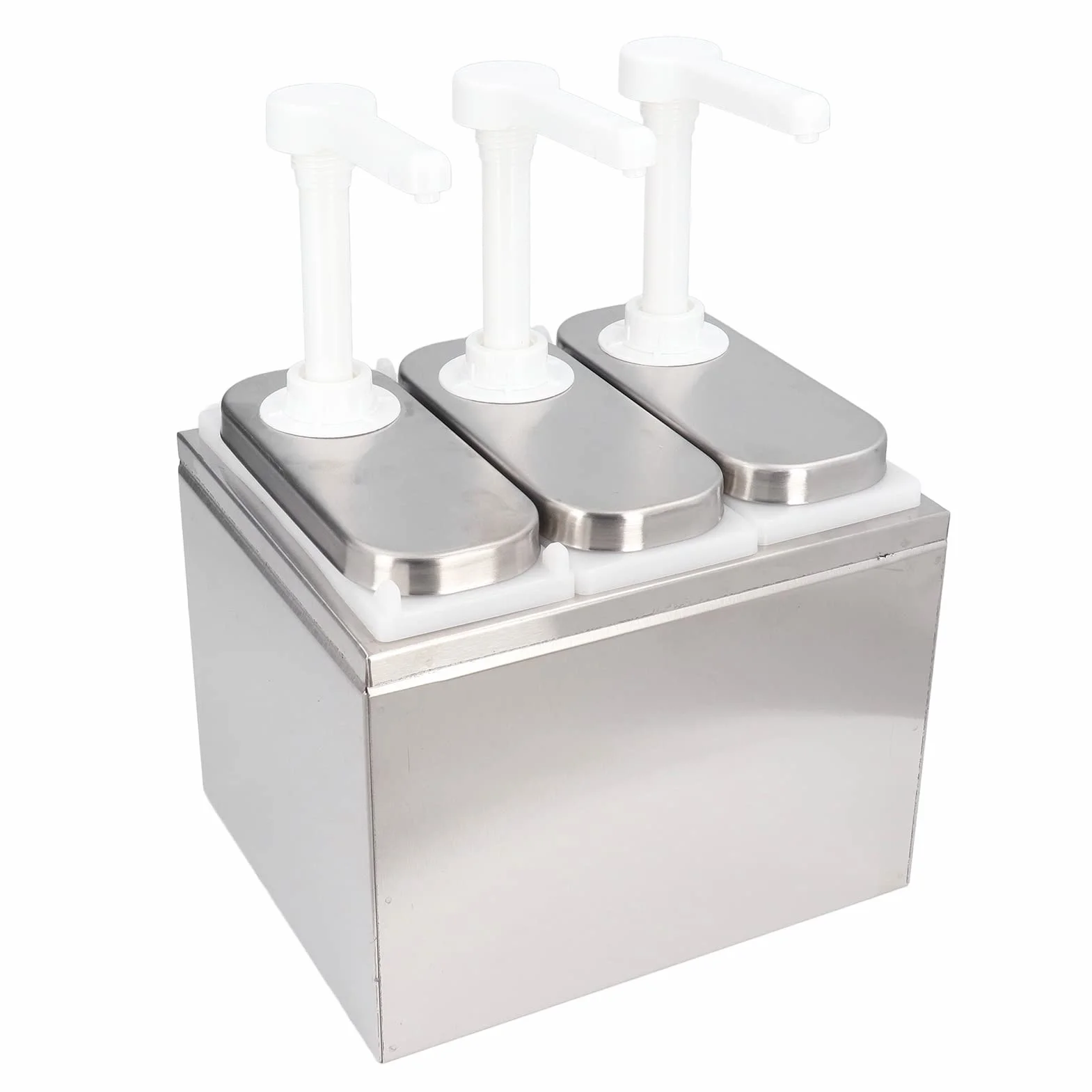 Dispensador de salsa de 1 litro dispensador de salsa con base desmontable salsa de tomate aderezo de ensalada salsa de soja, vinagre, aderezo de ensalada, mayonesa para cocina y restaurante (3 bombas