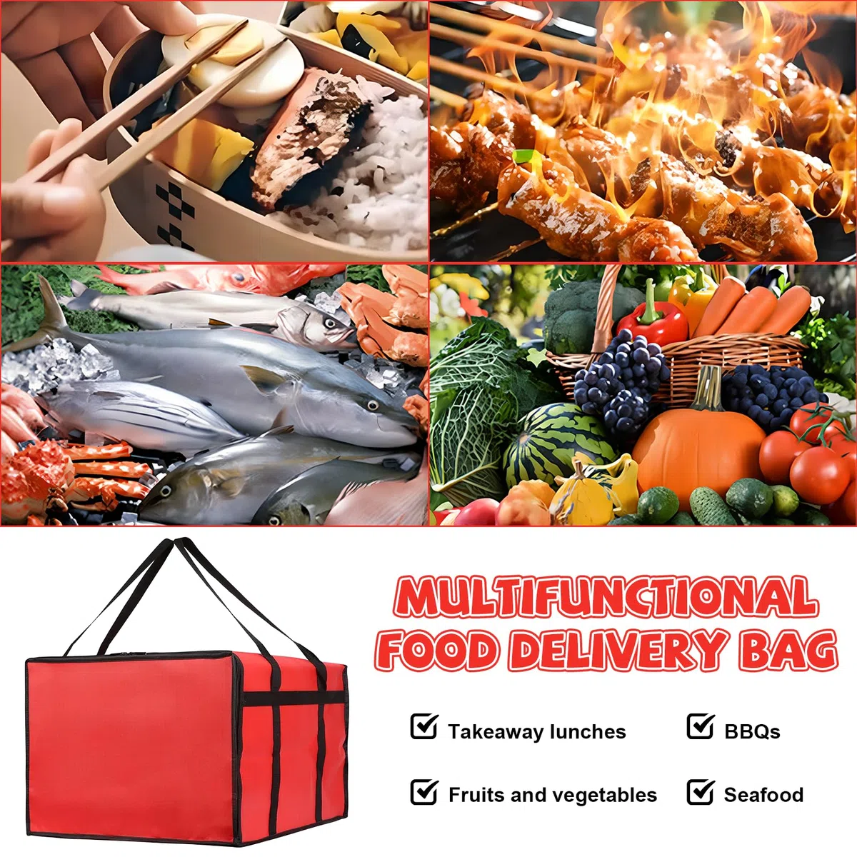 Bolsa Térmica Pizza 85L Bolsa Nevera Isotermica Grande Mochila Termica Porta Alimentos Aislado y Impermeable Transportar Congelados Mochila Repartidor Porta de Comida Plegable para Playa Picnic