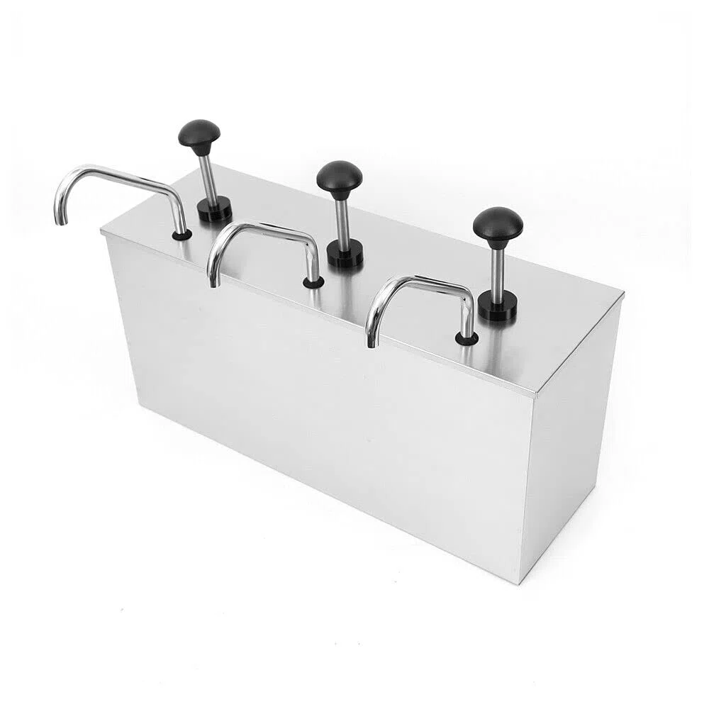 Juego de 3 dispensadores de salsa de acero inoxidable para mostaza, ketchup, salsa de barbacoa, capacidad de 4 litros, ideal para fiestas y eventos