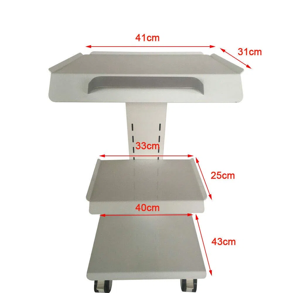 MINUS ONE 3 bandejas Carro de Servicio Blanco Placa de Acero Carro de Laboratorio Carro de Laboratorio Carro portátil Medical Dental Lab Carro Dolly Trolley Medical