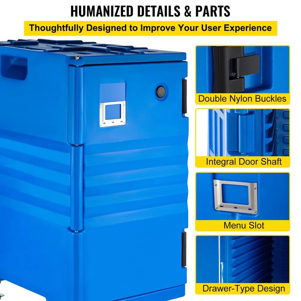 Catering - Transportador de alimentos de 82 cuartos con ruedas giratorias, aislado para 6 sartenes de tamaño completo, portátil para eventos, reuniones y servicio de restaurante