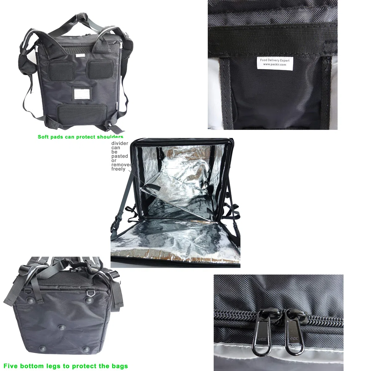 PK-140Z: Mochila de gran aislamiento de calor para entrega de alimentos 20 x 20 x 20, bolsas de entrega de pizza grande, 2 capas, marco rígido, carga lateral