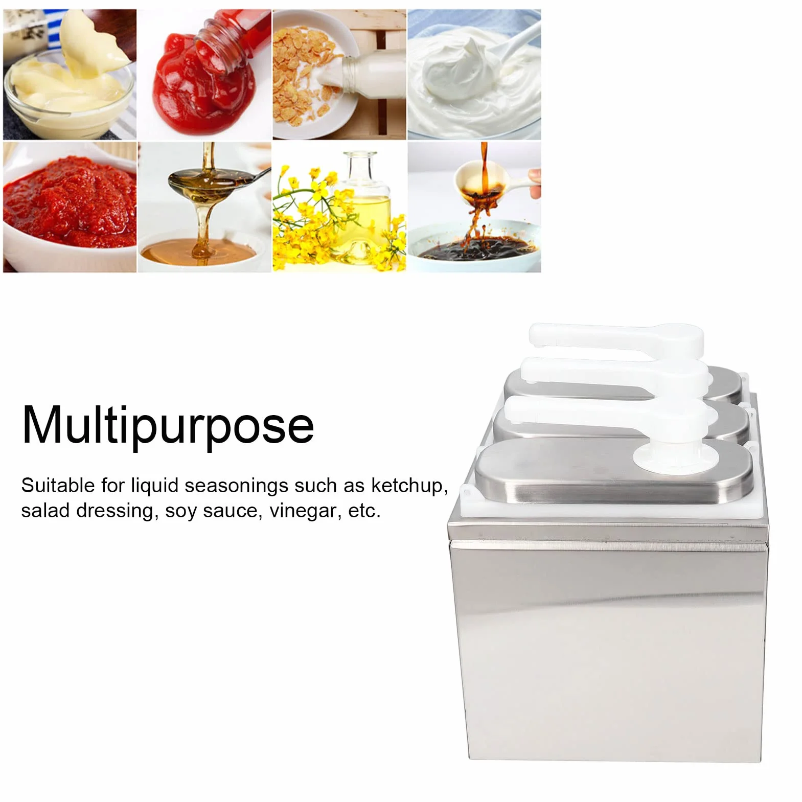 Dispensador de salsa de 1 litro dispensador de salsa con base desmontable salsa de tomate aderezo de ensalada salsa de soja, vinagre, aderezo de ensalada, mayonesa para cocina y restaurante (3 bombas