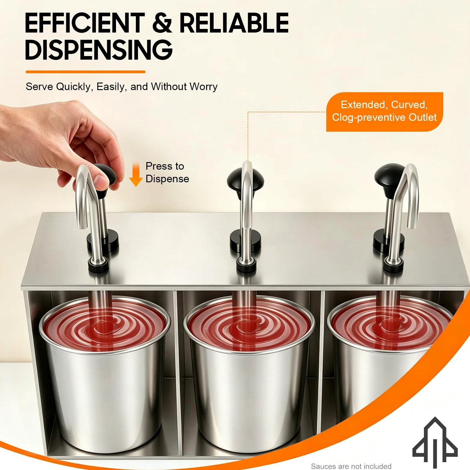 Dispensador de salsa de acero inoxidable 3 x 4 L, bomba de salsa de 3 compartimentos, dispensador de condimentos con tanques extraíbles, dosificador Ketchup Mayonesa mostaza para buffet restaurante