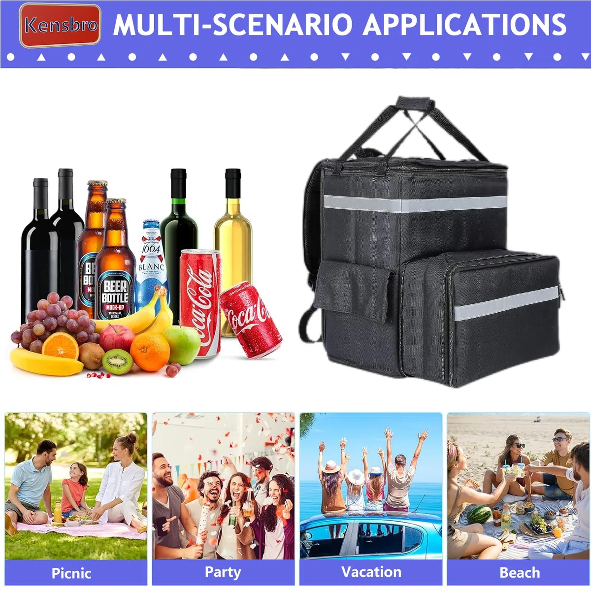 Mochila para entrega de alimentos, resistente al agua, aislada, gran bolsa de refrigeración, mochila para pizza para excursiones, camping, senderismo, playa, viajes al aire libre, barbacoa, senderismo