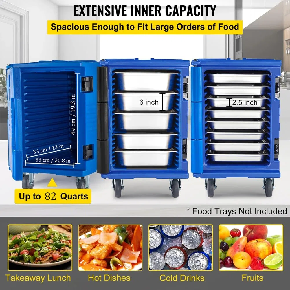Catering - Transportador de alimentos de 82 cuartos con ruedas giratorias, aislado para 6 sartenes de tamaño completo, portátil para eventos, reuniones y servicio de restaurante