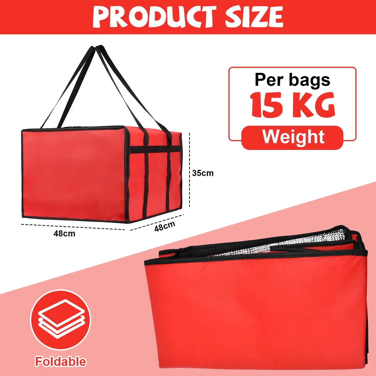 Bolsa Térmica Pizza 85L Bolsa Nevera Isotermica Grande Mochila Termica Porta Alimentos Aislado y Impermeable Transportar Congelados Mochila Repartidor Porta de Comida Plegable para Playa Picnic