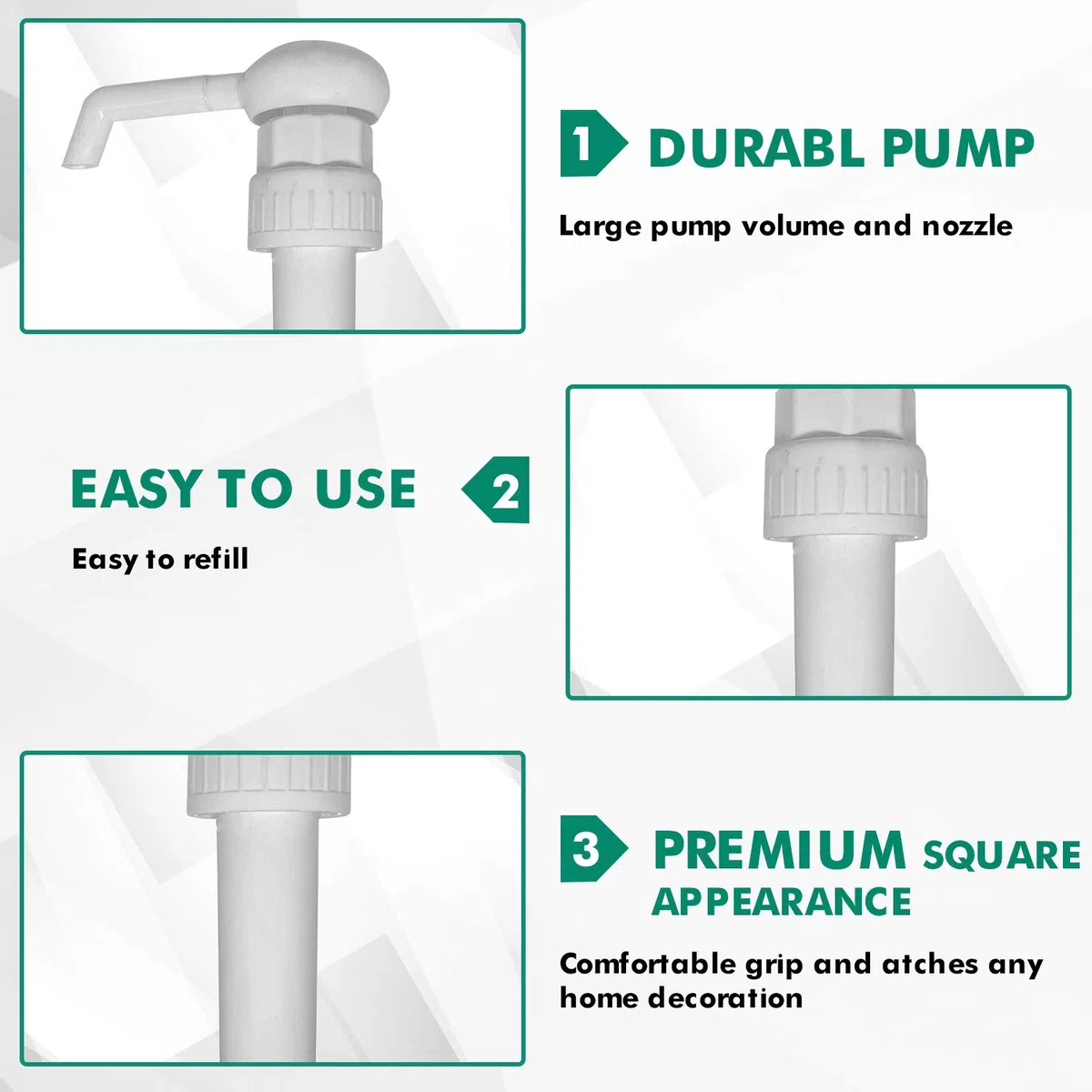 Paquete de dispensadores de bomba de 38 mm para adaptarse a recipientes de 5 litros, dosis de 15 ml, color blanco (2)