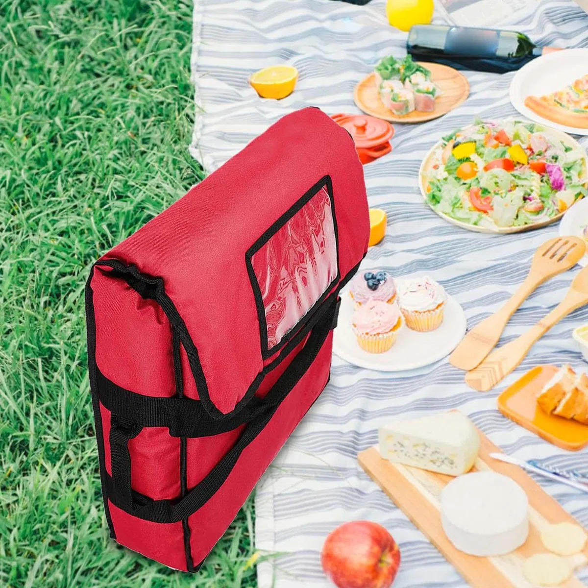 MagiDeal Pizza Develivey Bag Bolsas calentadoras de Pizza Bolsas calentadoras de Pizza Reutilizables Ligeras Estuche de Transporte Bolsas calentadoras de, Rojo 50x50x25cm