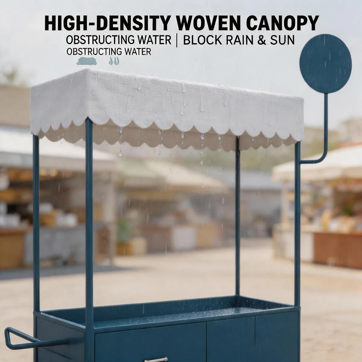 Móvil de Venta Ambulante de Comida Quiosco de Comida Concesionaria con Ruedas Freno para Eventos al Aire Libre Callejera y Ferias.(Blauw,160x60x200cm)