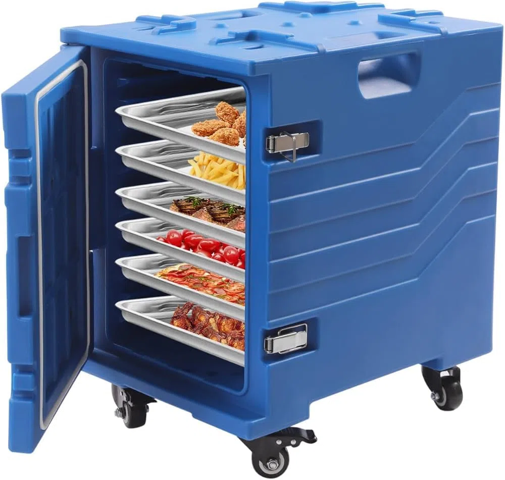 Transportador de alimentos aislado con ruedas, mantiene los alimentos calientes frescos durante 4-6 horas, ideal para restaurantes y catering, almacenamiento para sopas y mucho más
