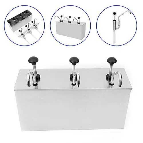 Dispensador de salsa – 3 bombas de acero inoxidable de 4 litros para salsa de tomate, mostaza y salsa, ideal para ollas calientes y condimentos